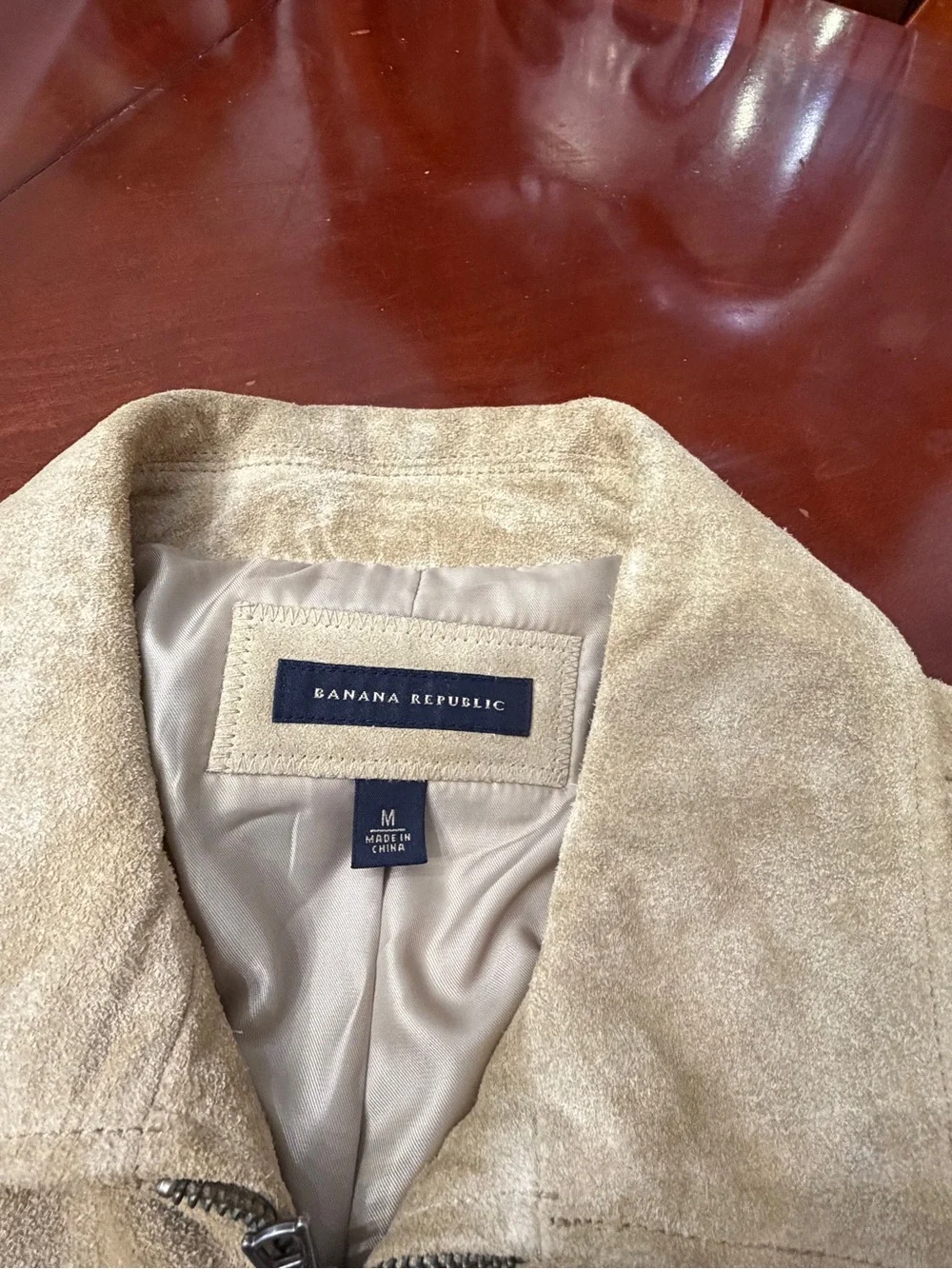 Banana Republic Men's Suede Beige Bomber Jacket